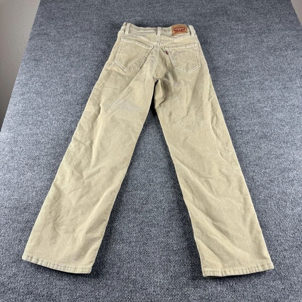 Levis Ribcage Straight Ankle Pants Womens 26 Beige Corduroy Pockets Fall